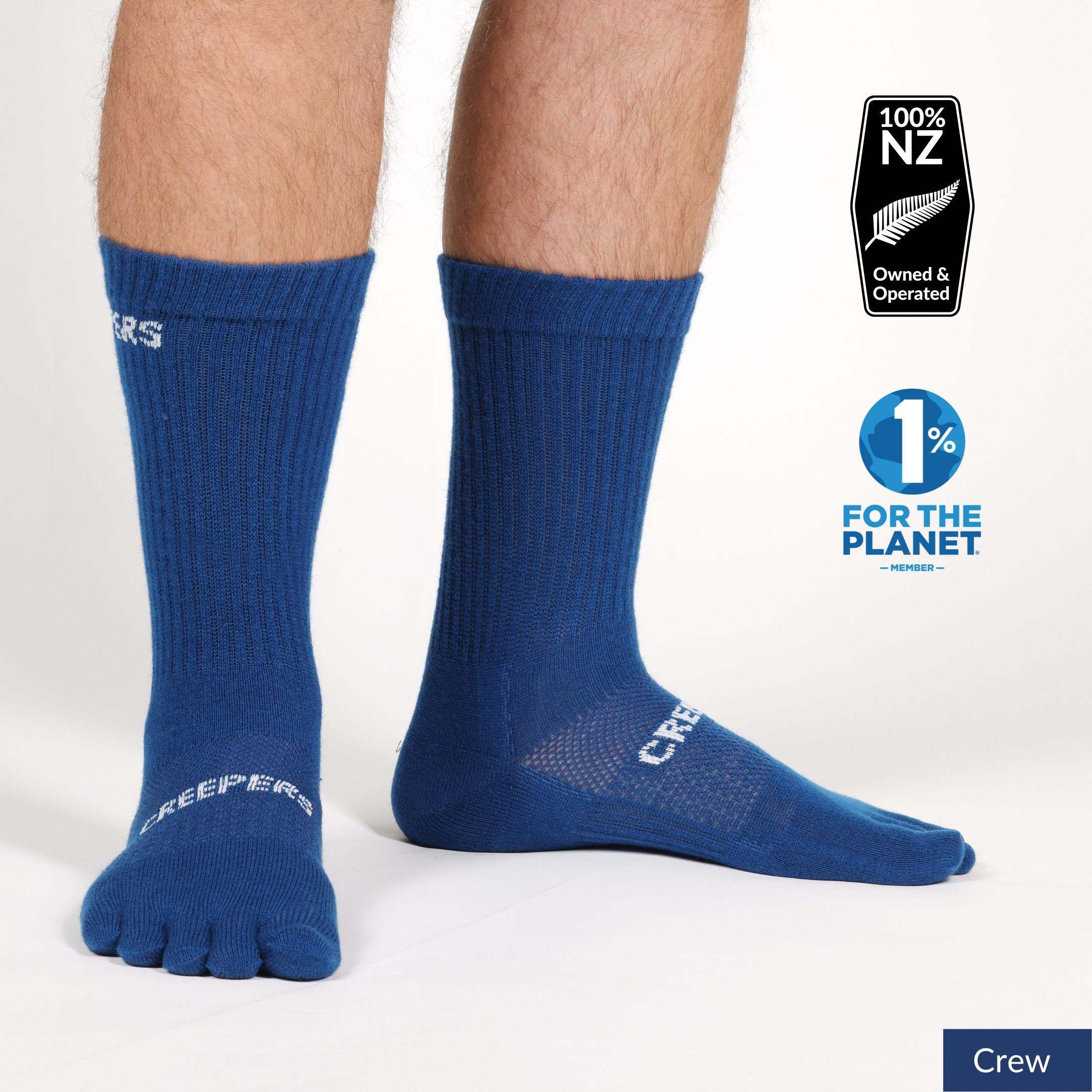 creepers socks merino toe socks in blue crew