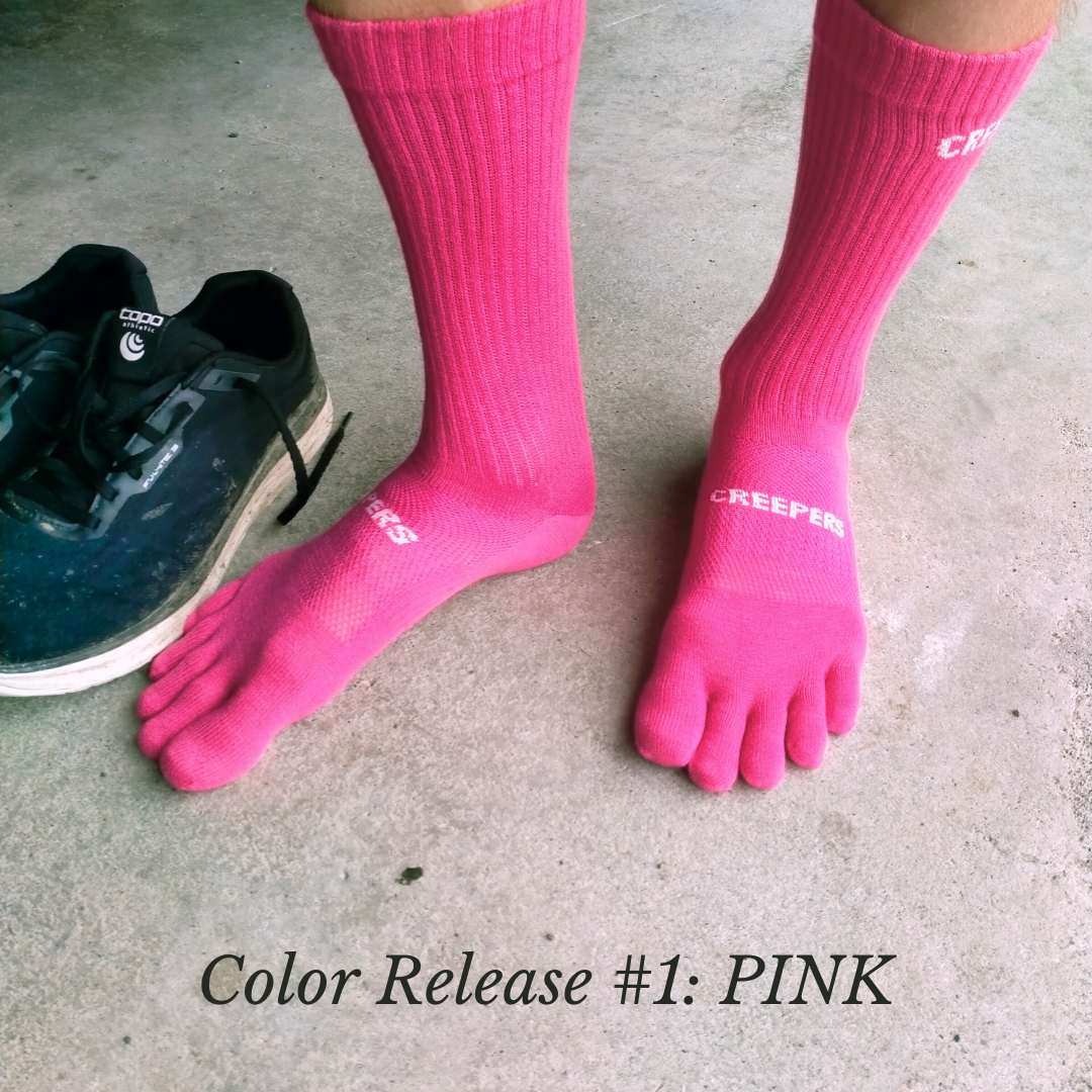 creepers merino toe socks, pink color limited edition release