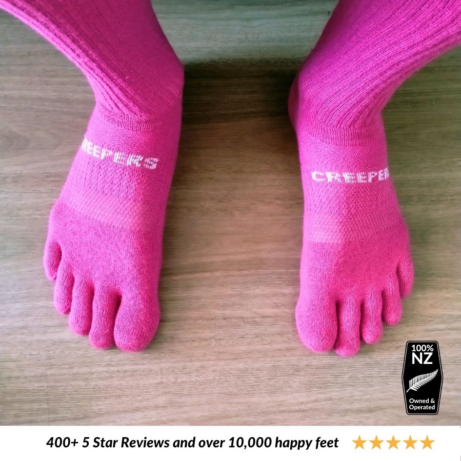 creepers merino toe socks, pink colour limited edition release