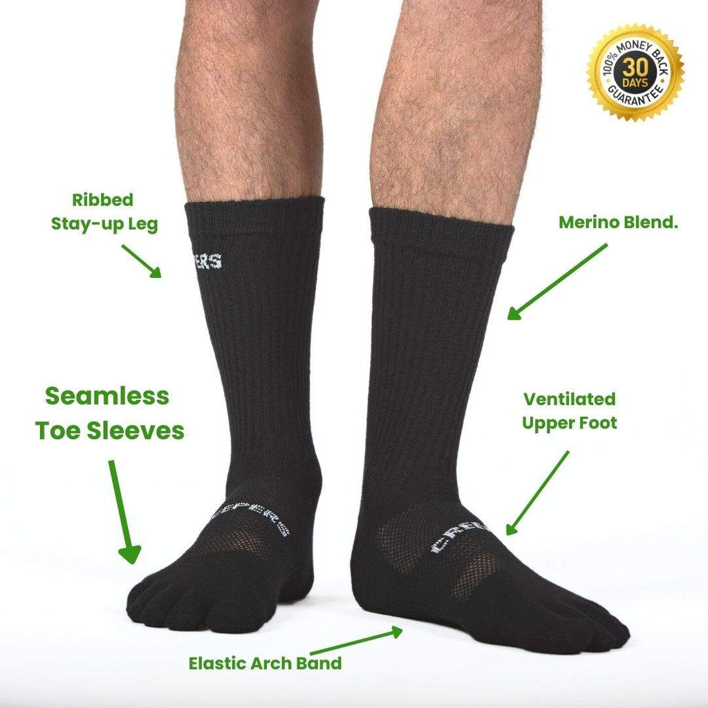 Men Crew Toe Socks Athletic Running Proper Toe Alignment Breathable Me –  Fun Toes