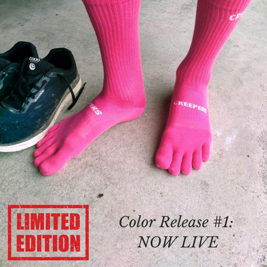 creepers merino toe socks, pink colour limited edition release