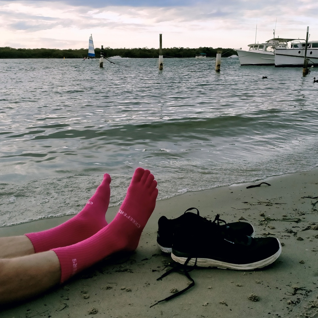 creepers merino toe socks, pink colour limited edition release in color